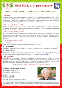 Leták služby SOS pro seniory - projekt MPSV města okolo